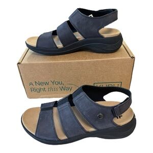KURU Coda Muse Sandals Shoes Womens Size 10 Jet Black Strappy Comfort Walking